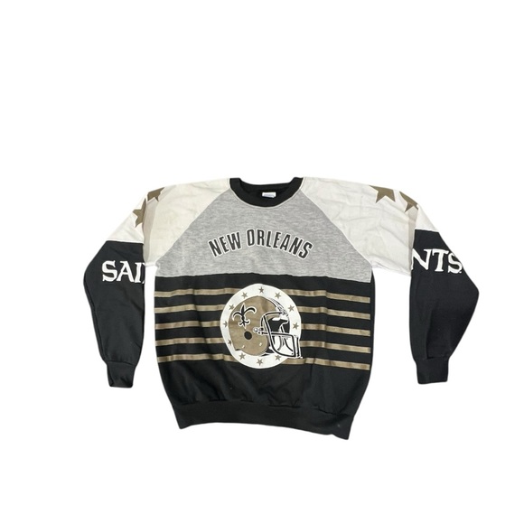 VTG 1980’s New Orleans Saints crewneck Sweater All Over Print Made USA Size XL - Picture 1 of 9